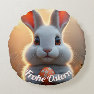 Fröhlicher Osterhase im Zauber des Frühlings Rundes Kissen