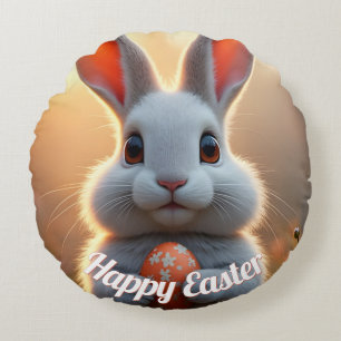 Fröhlicher Osterhase im Zauber des Frühlings Rundes Kissen