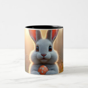 Fröhlicher Osterhase im Zauber des Frühlings Zweifarbige Tasse