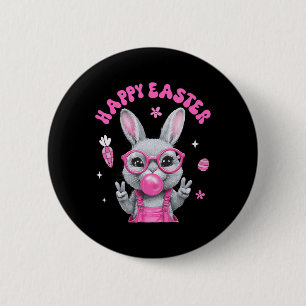 Fröhlicher Osterhase Kaninchen Gesicht Lustiger Os Button