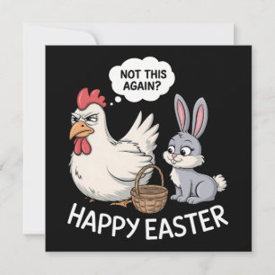 Fröhlicher Osterhase Kaninchen Huhn Nicht schon wi Einladung