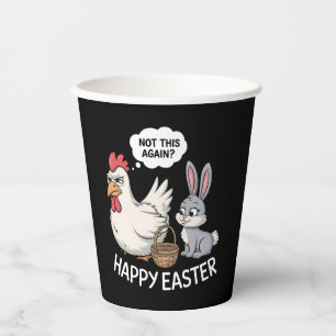Fröhlicher Osterhase Kaninchen Huhn Nicht schon wi Pappbecher