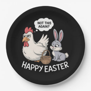 Fröhlicher Osterhase Kaninchen Huhn Nicht schon wi Pappteller