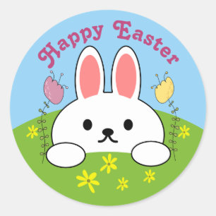 Fröhlicher Osterhase Kaninchen Runder Aufkleber