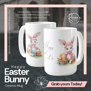 Fröhlicher Osterhase Keramikbecher Kaffeetasse