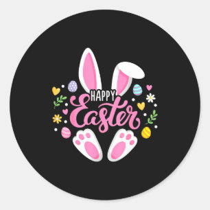 Fröhlicher Osterhase Ostereier Jagdtrupp Ostern Runder Aufkleber