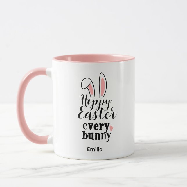 Fröhlicher Osterhase Personalisiertes Geschenk Tasse (Links)