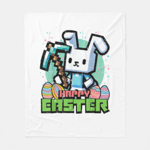 Fröhlicher Osterhase Pixel Game Gaming Gamer Junge Fleecedecke