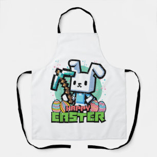 Fröhlicher Osterhase Pixel Game Gaming Gamer Junge Schürze