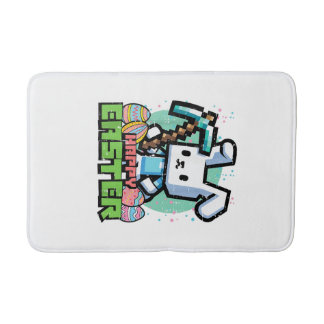 Fröhlicher Osterhase Pixel Spiel Gaming Gamer Jung Badematte
