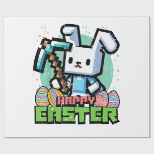 Fröhlicher Osterhase Pixel Spiel Gaming Gamer Jung Geschenkpapier