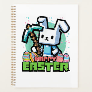 Fröhlicher Osterhase Pixel Spiel Gaming Gamer Jung Planer