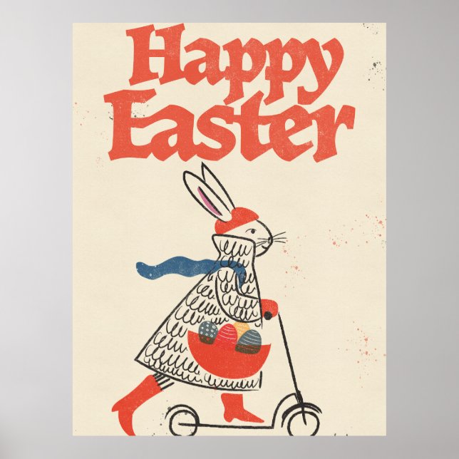 Fröhlicher Osterhase Poster (Vorne)