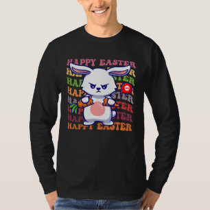 Fröhlicher Osterhase Regenbogenkaninchen Ostereier T-Shirt