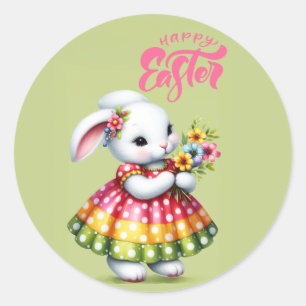 Fröhlicher Osterhase Runder Aufkleber