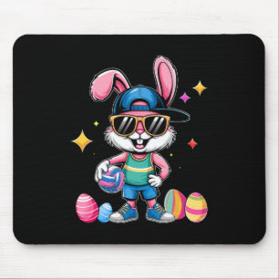 Fröhlicher Osterhase spielt Volleyball Osternsport Mousepad