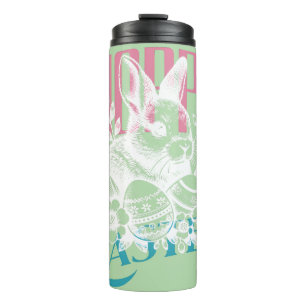 Fröhlicher Osterhase Stempel Rosa Thermosbecher