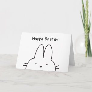 Fröhlicher Osterhase süß einfach Schwarz und Weiß Karte