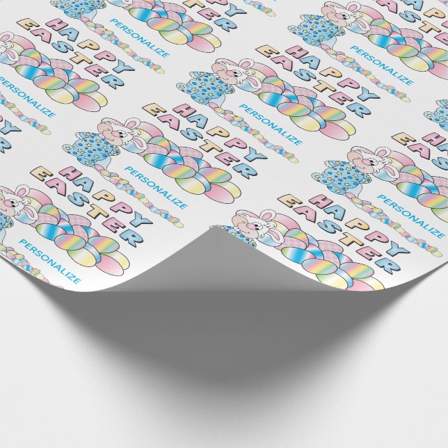Fröhlicher Osterhase und Eier - Geschenkpapier (Ecke)