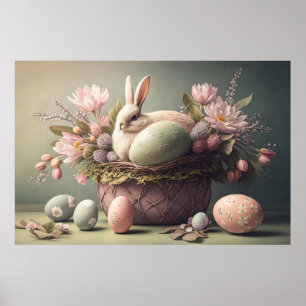 Fröhlicher Osterhase und Eier, Pastellfarben Poste Poster
