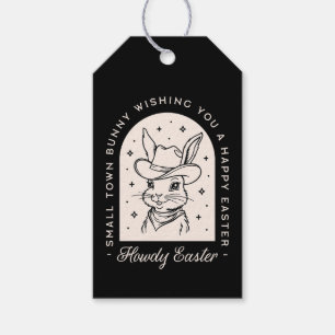 Fröhlicher Osterhase Western-Thema lustige Grüße Geschenkanhänger