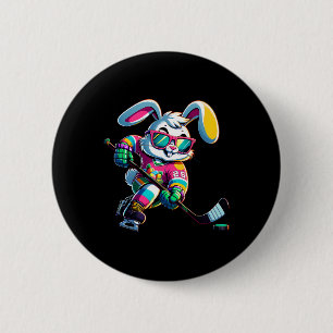 Fröhlicher Osthase Hockey Kaninchen Männer Frauen  Button