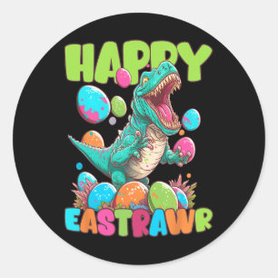 Fröhlicher Ostrawr Kleinkind Jungen T-Rex Ostern D Runder Aufkleber