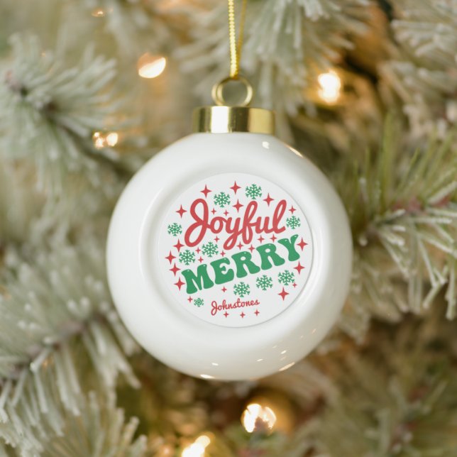 Fröhlicher Personalisierter Keramik Urlaub Kugel-Ornament (Baum)
