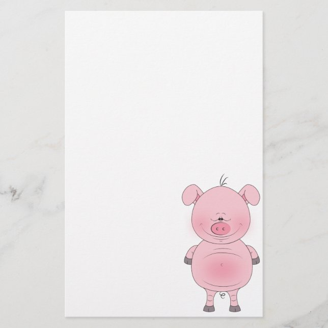 fröhlicher Pink Pig Cartoon Briefpapier (Vorderseite)