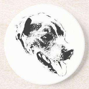 Fröhlicher Pitbull Mix Black and White Art Unterse Getränkeuntersetzer