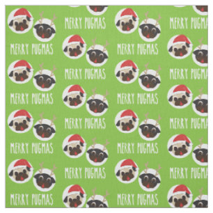 Fröhlicher Pugmas Mops Sankt und Ren V2 Stoff
