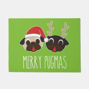 Fröhlicher Pugmas Weihnachtssankt-Mops-Ren-Mops Fußmatte