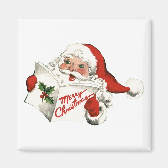 Fröhlicher Retro-Weihnachtsmann Magnet (Vorne)