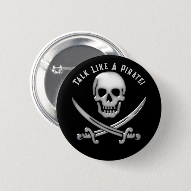 Fröhlicher Roger Piratentag Button (Vorne & Hinten)