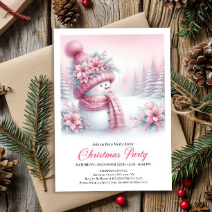 Fröhlicher Rosa Schneemann Kinder Download Weihnac Einladung