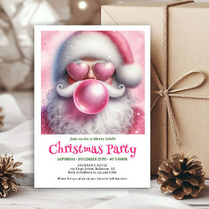 Fröhlicher rosa Weihnachtsmann Bubble Gum Wasserfa Einladung