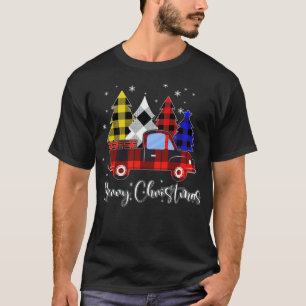 Fröhlicher Schnee Weihnachten Büffel Baum LKW Hint T-Shirt
