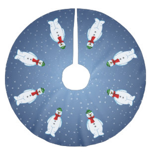 Fröhlicher Schneemann-Baumschürze Polyester Weihnachtsbaumdecke