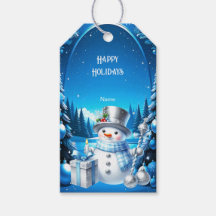 Fröhlicher Schneemann in einem schneebedeckten Wal