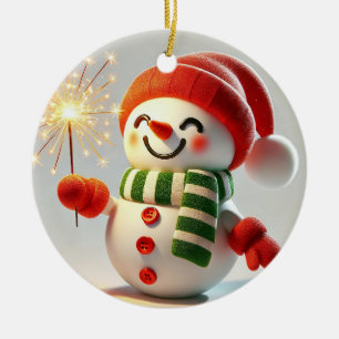 Fröhlicher Schneemann Keramik Ornament