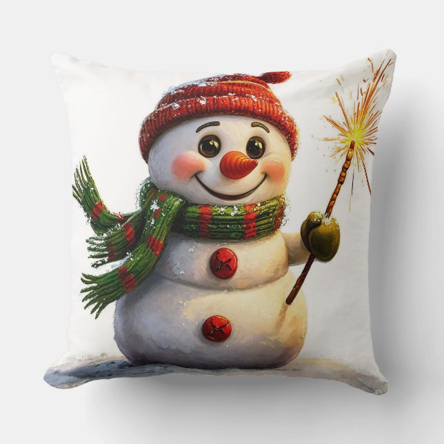 fröhlicher Schneemann Kissen (Vorderseite)