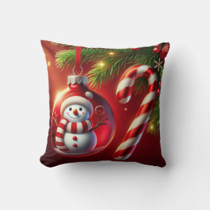 fröhlicher Schneemann Kissen