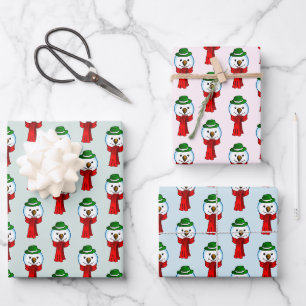 Fröhlicher Schneemann mit seinem roten Schal Geschenkpapier Set