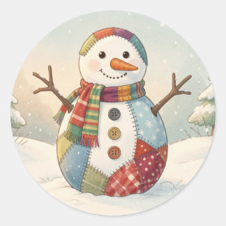 Fröhlicher Schneemann Runder Aufkleber