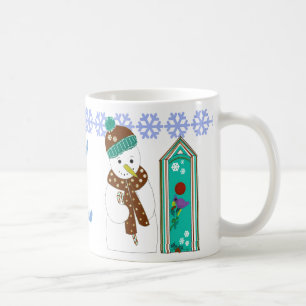 Fröhlicher Schneemann und Vogelhäuser Kaffeetasse