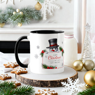 Fröhlicher Schneemann Weihnachten Neujahr Grüße Tasse