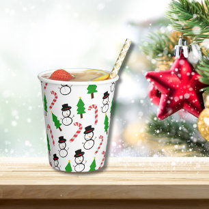 Fröhlicher Schneemann-Zuckerrohr-Schlürfen Weihn Pappbecher