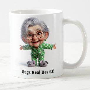 Fröhlicher Senior Citizen in gemütlicher Atmosphär Kaffeetasse