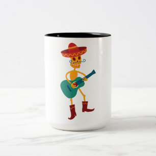 Fröhlicher Skelett-Gitarrespieler Zweifarbige Tasse