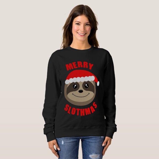 Fröhlicher Slothmas niedlicher Sweatshirt (Vorne ganz)